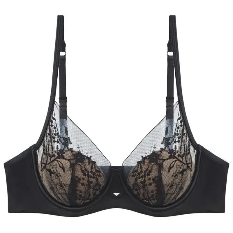 Women Lace Lingerie Set Thin Cup Minimizer Bra Panty Kit Full Coverage Breathable Intimates for Big BustFashion Daily Underwear — image 7