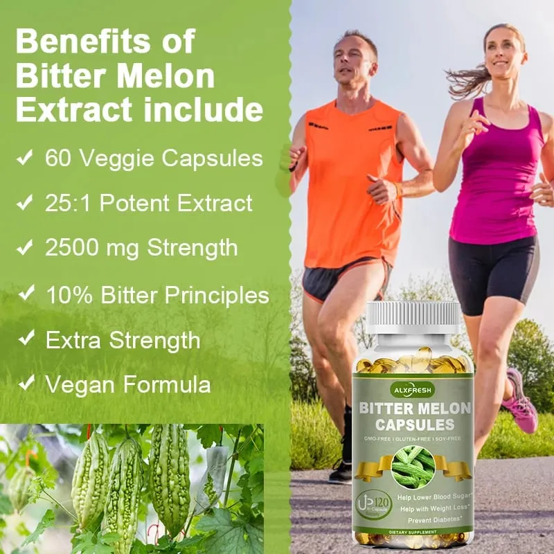 Alxfresh Extra Strength Bitter Melon 2500 mg 16:1 Συμπλήρωμα Τυποποιημένο και συμπυκνωμένο 100% χορτοφαγικό χωρίς γλουτένη, μη ΓΤΟ — image 4
