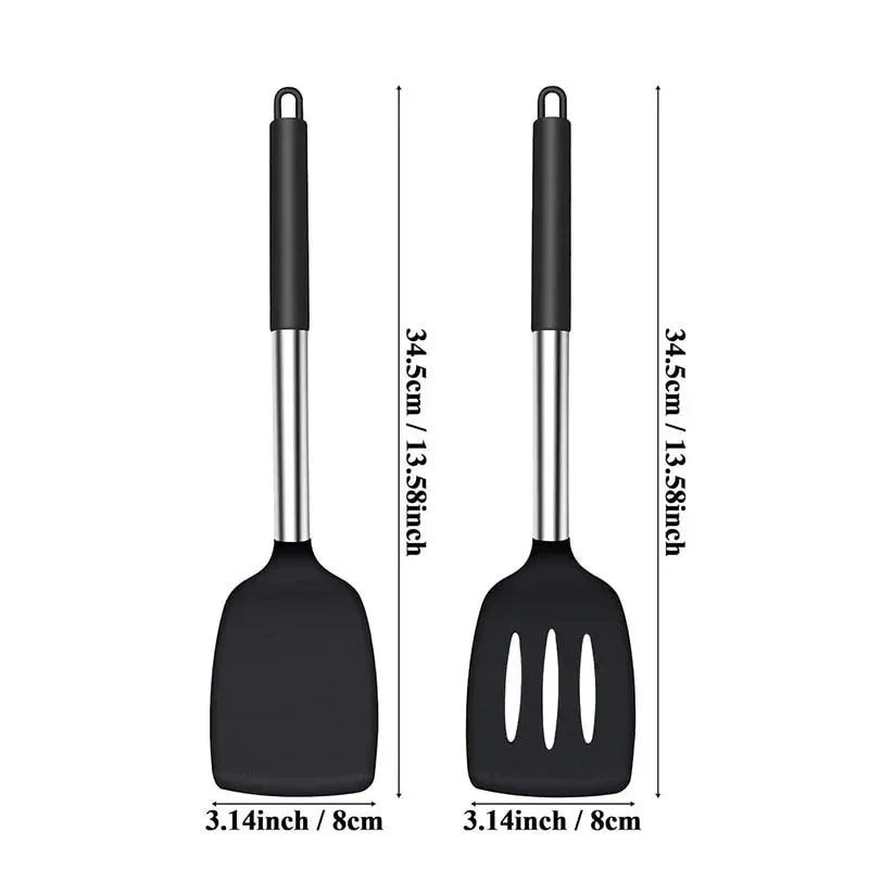2 ชิ้นชุดไม้พายซิลิโคนทนความร้อน Nonstick ไม้พายสเต็กครัวทำอาหารเครื่องครัวชุดเครื่องมือทำอาหารชุดไม้พาย — image 7