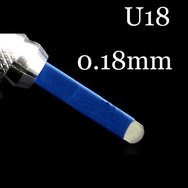 50개 Tebori 0.18mm 문신 마이크로 블레이드 블레이드 영구 화장용 바늘 수동 눈썹 블레이드 크기 — image 4