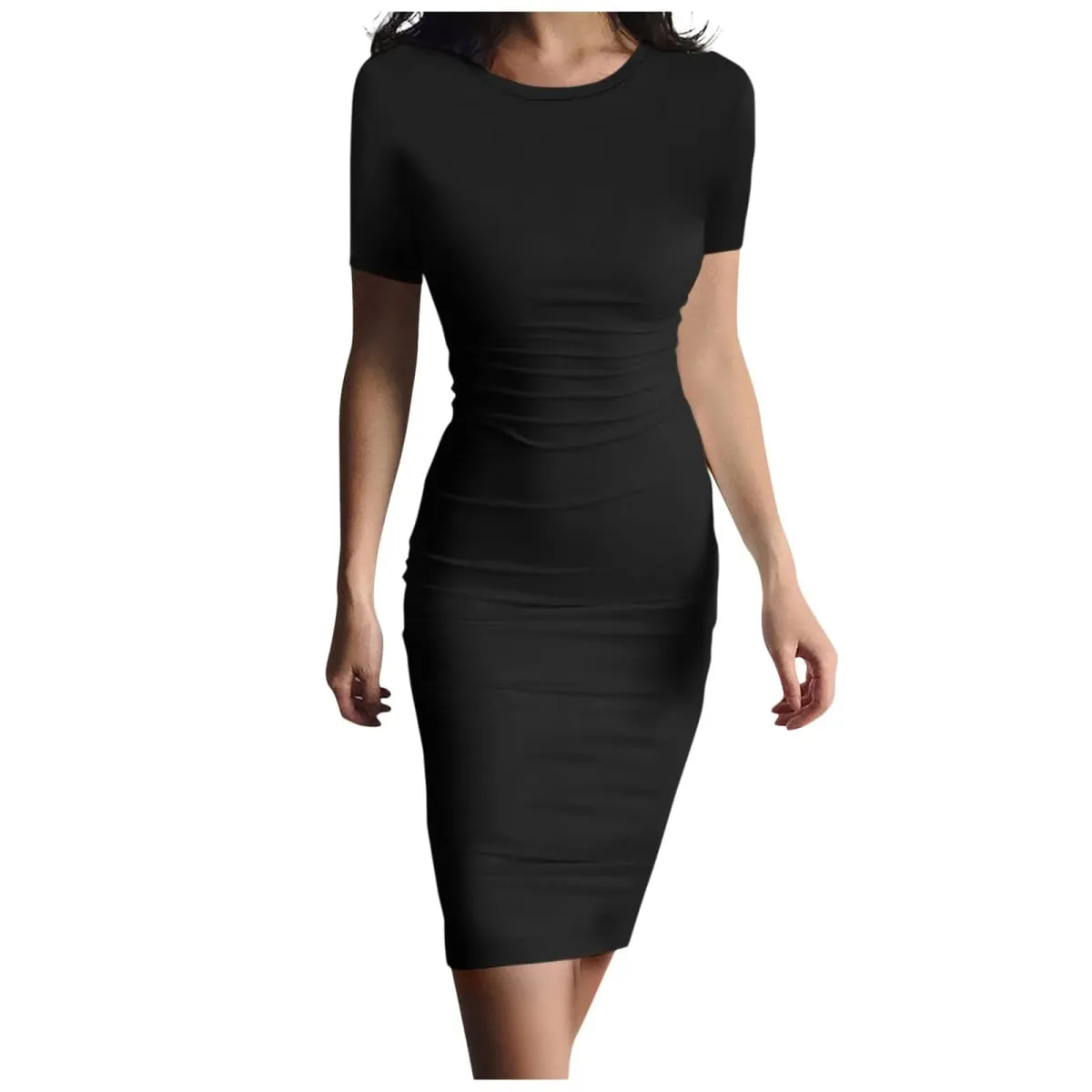 Summer Dress High Stretch Tank Robe Solid Short Sleeve Casual Slim Long Pencil Dress Women Sexy Maxi Dress Elegant Thin Vestido — image 1