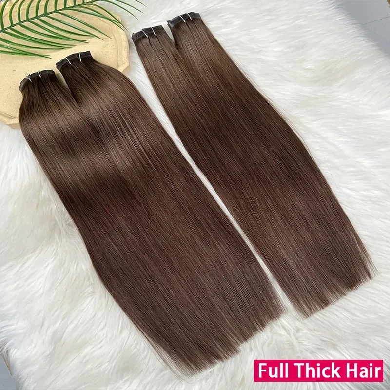 # 2 Clip invisibile senza cuciture a colori nelle estensioni dei capelli Clip di trama dritta in PU in doppia trama Capelli umani vergini grezzi al 100% 7 pezzi / 100 g — image 5