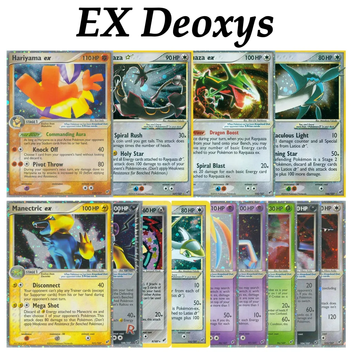 Pocket EX Deoxys Crobat Jirachi Latios Sharpedo Salamence Hariyama Deoxys Rayquaza Cosmos Holo Gold Star UR Proxy Cards — image 1