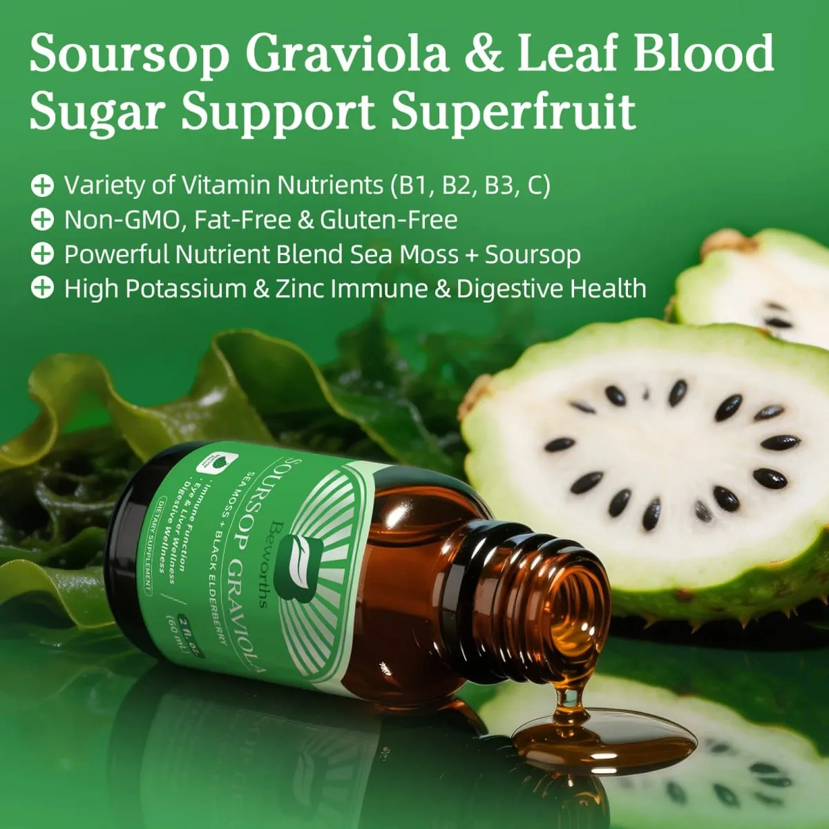 Extrait naturel de corossol graviola goutte soutien immunité et santé digestive détox et nettoyage sans gluten sans sucre — image 4