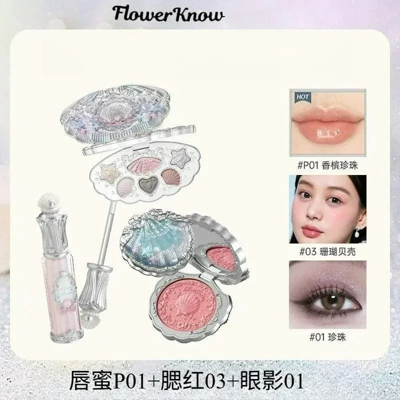 Flower Know Shells Jewel Collection Coffret de maquillage cadeau fard à paupières fard à joues rouge à lèvres Kit visage