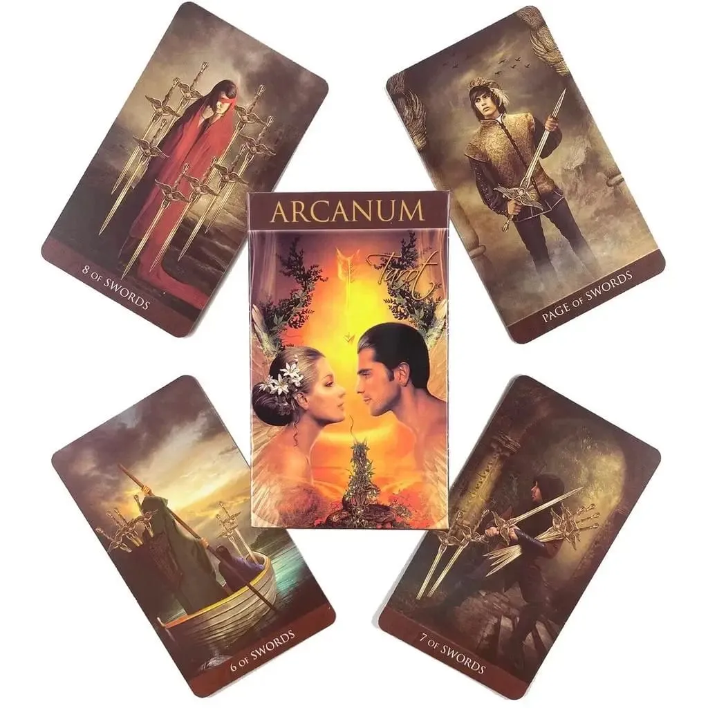 10.3*6 ซม.ภาษาอังกฤษเต็มรูปแบบ Arcanum Tarot 78 การ์ดดาดฟ้าลึกลับ Divination Oracle เล่นการ์ดครอบครัว Party Board เกม — image 2