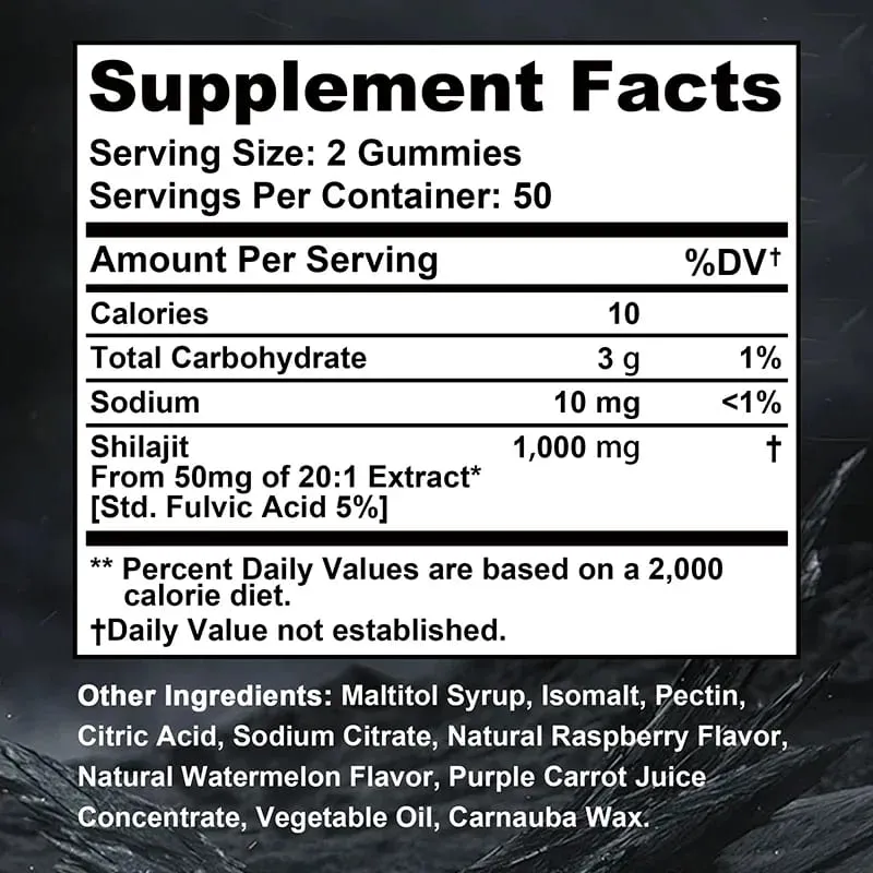 Shilajit Gummies - Memori Tingkat Energi dan Dukungan Fokus Meredakan Stres Kesehatan Secara Keseluruhan — image 3