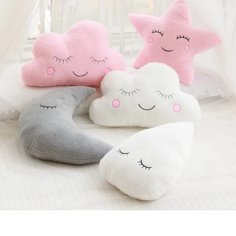 Hot Stuffed Cloud Moon Star Raindrop Plush Pillow Soft Cushion Toys For Children Baby Kids Girl Christmas Gift Room Car Decor