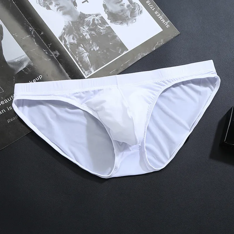 Seamless Ice Silk Briefs Men Big U Pouch Sexy Ice Silk Bikini Underwear Plus Size Low Rise Solid Color Male Panties — image 17
