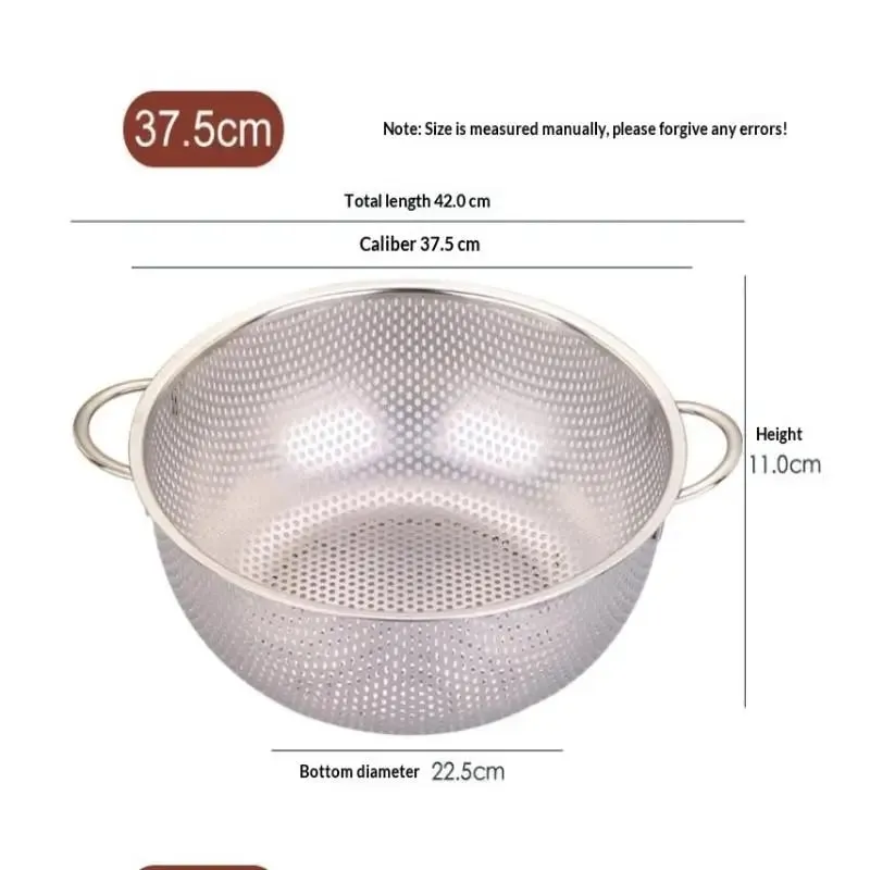 ♥ Foro da cucina in acciaio inossidabile Setaccio a rete densa Colino Setaccio Cestini per lavare frutta/verdura/riso — image 17