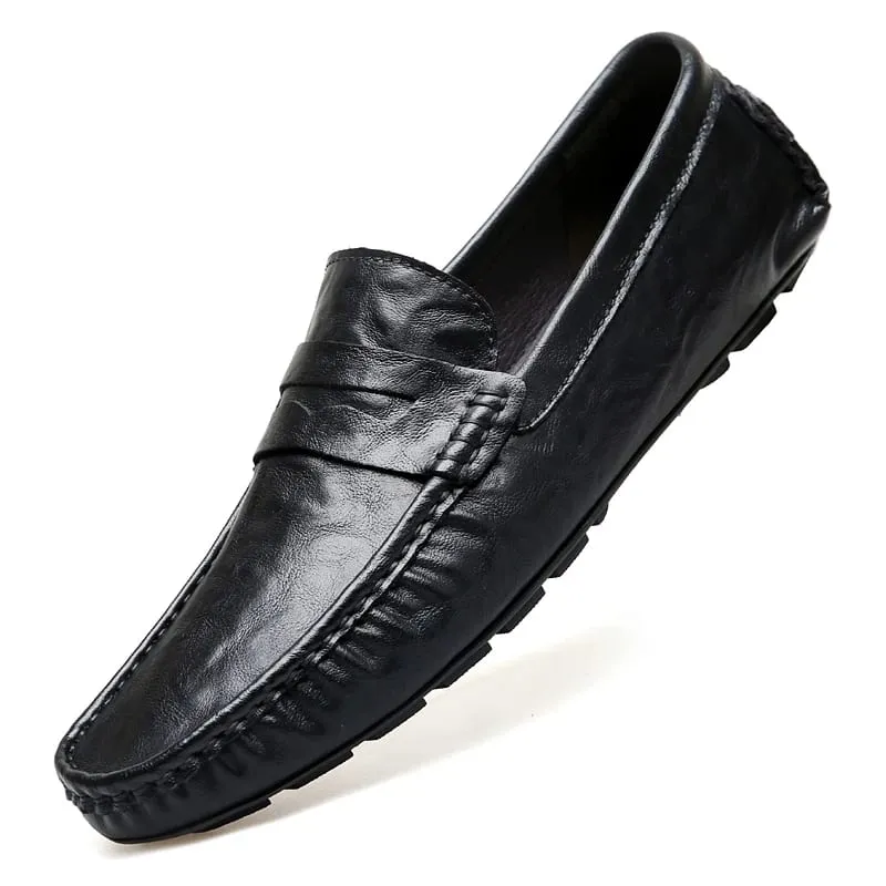 New Classic Casual Leather Men Shoes High Quality Summer Soft Bottom Loafers Outdoor Slip on Driving Shoes Flat Designer Shoes
