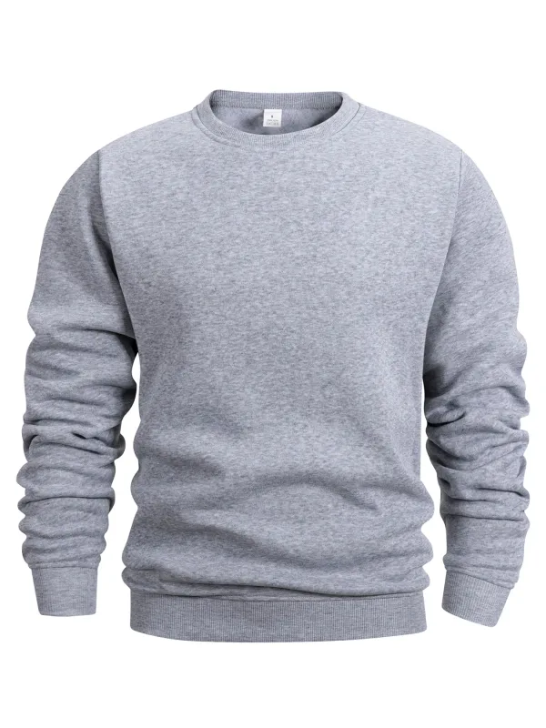 Sweater Leher Krew Lelaki Warna Pepejal Sweatwear Spring Outdoor Kasual Harian Lengan Panjang Pullover Hoodie Pakaian Sukan Lelaki — image 5