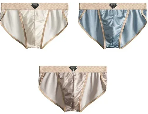1/3PCS Men's Briefs Satin-like Ice Silk Briefs Summer Smooth Mens Underpants Breathable Quick Drying Panties Sexy U Pouch Briefs — image 24