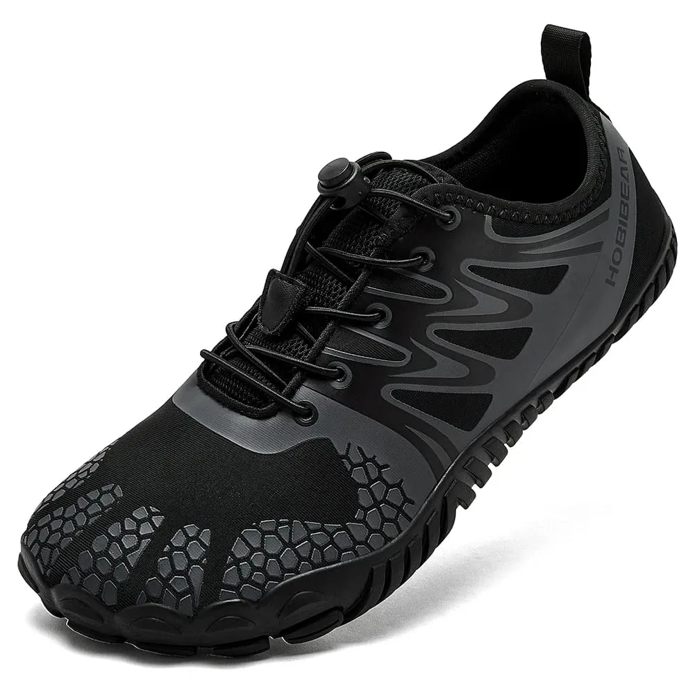 Wide Toe Barefoot Shoes for Unisex Artificial Leather Outdoor Walking Sneakers Zero Drop Minimalist Elastic Band Shoes