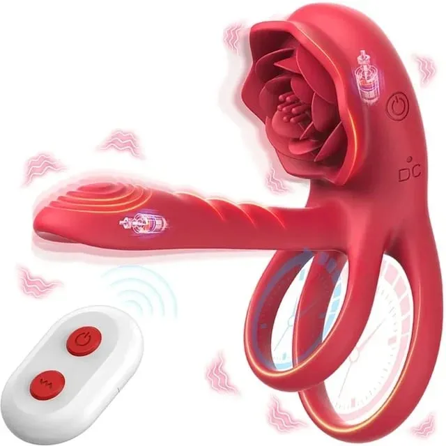 Rose Vibrating Cock Ring Penis Lengan Vibrator G-spot Clitoral Stimulator 10 Getaran Mainan Seks untuk Lelaki Dewasa Clitoris Vibrator — image 10