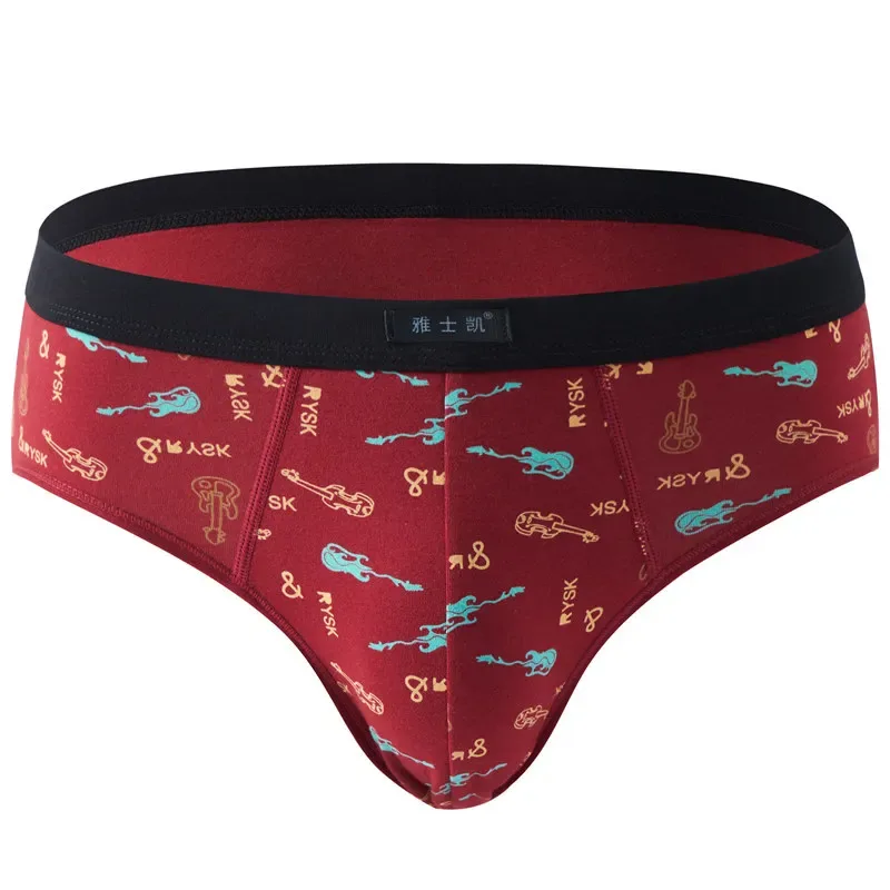 Intimo da uomo in cotone Slip taglie forti Mutande sexy Slip traspiranti Bikini Pantaloncini con stampa gay Cueca Mutandine maschili