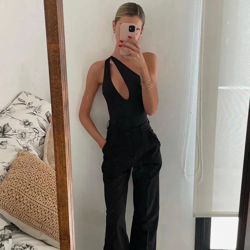 Nibber Solid Elastic Aesthetic Print Bodysuit Women 2021 Sexy Halter Backless panelled One Piece Female Elastic Summer Swimsuit — image 5