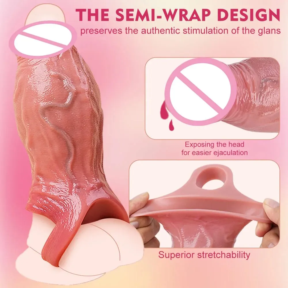 Silikone Large Dildo Genanvendeligt Penis Sleeve Open-ended Design med Dick Enlarger Silikone Mandlige Masturbator Sexlegetøj til Mænd 18+ — image 2