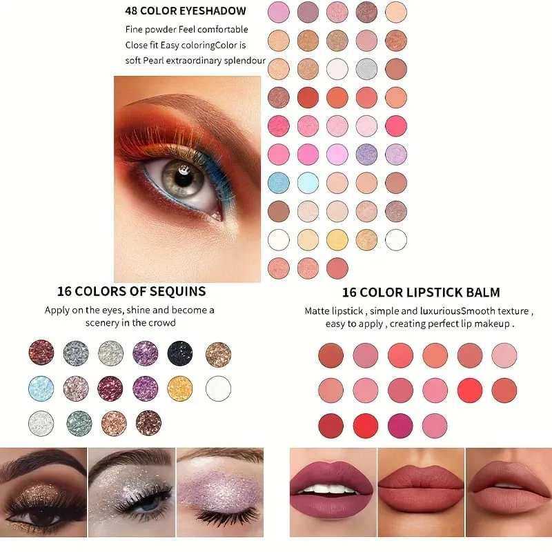 110-Farben-All-in-One-Make-up-Palette, Geschenkset, inklusive Lidschatten, Glitzer, Lippenstift, Concealer, Rouge, Eyeliner, Textmarker mit Spiegel — image 4