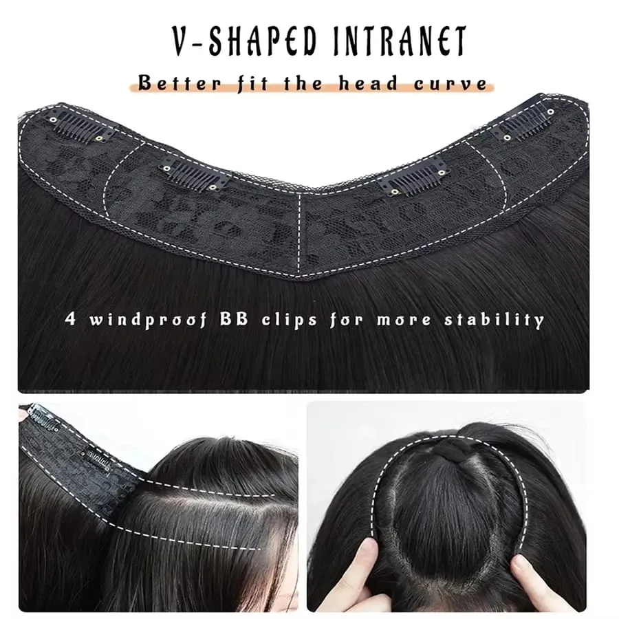 Perruque synthétique longue bouclée Invisible en forme de U, sans trace, avec boucle intérieure, Extension pour filles, fête quotidienne, noël, Halloween — image 6