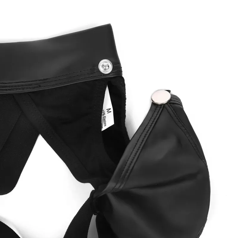 ผู้ชายหนัง Faux Gstring Thongs ชุดชั้นในที่ถอดออกได้เปิดก้นกางเกงเอวต่ำสำหรับสวมใส่สบาย — image 13