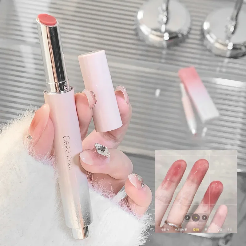Air Jernih Cahaya Pepejal Lip Gloss Jeli Berair Gincu Merah Jambu Pensil Pelembap Cermin Gincu Pen Lipstik Korea Bibir Kosmetik — image 7