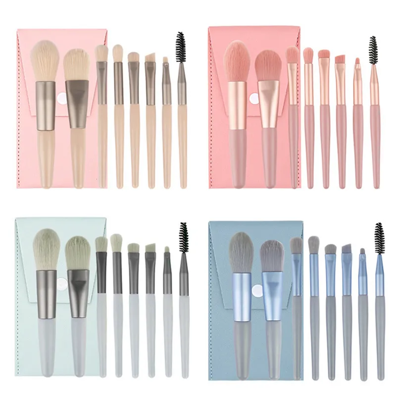 8Pcs Tragbare Make-Up Pinsel Set Frauen Kosmetik Lidschatten Erröten Pulver Schatten Foundation Blush Blending Concealer Make-Up-Tools — image 1