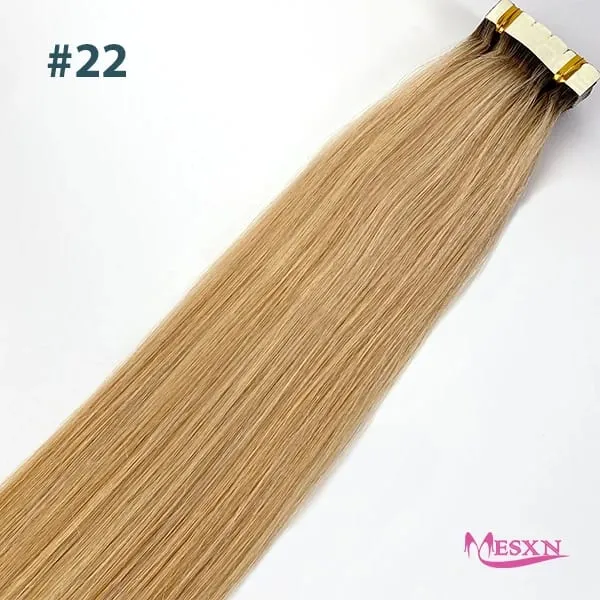 High Quality Straight Mini Tape In Human Hair Extensions Real Natural Hair Extension Black Brown Blonde Invisible Thicken — image 10
