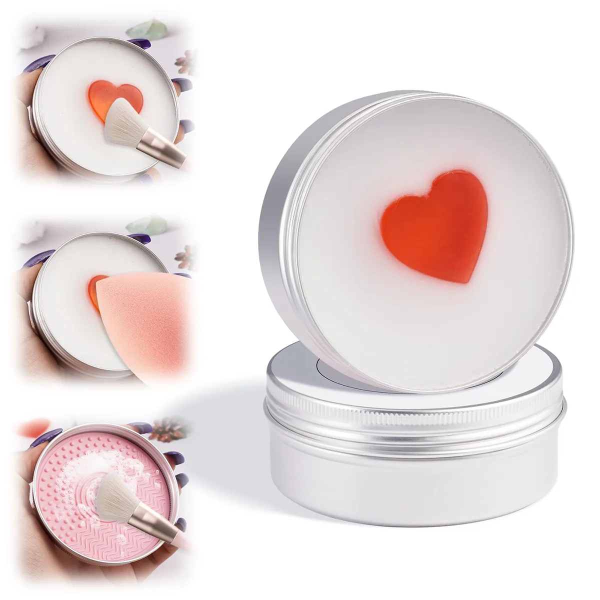 Make-upborstelreiniger met siliconenmat Reinigt diep waterdichte make-up voor synthetische en natuurlijke make-upborstels en sponzen — image 1
