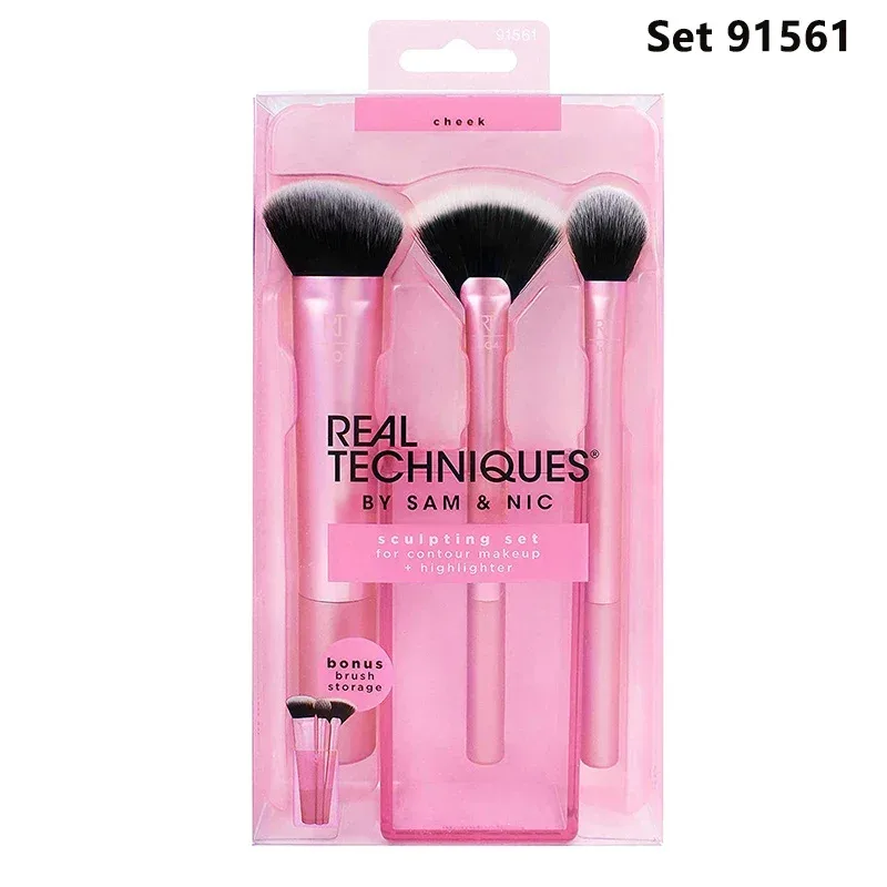 Set Kuas Rias Professioanl Teknik Nyata Berbulu Lembut untuk Kosmetik Bedak Foundation Alat Kecantikan Pencampur Eyeshadow Wajah — image 11
