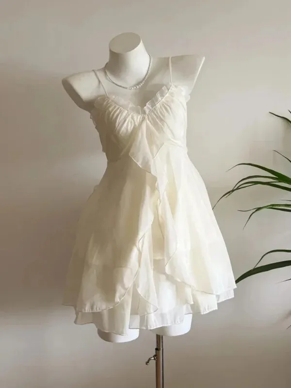 Nowe letnie zestawy damskie w stylu vintage eleganckie wzburzyć koronkowy szyfonowy projekt Mini spódnica garnitur wróżka kobiece słodkie koreańskie modne stroje 2025 — image 9