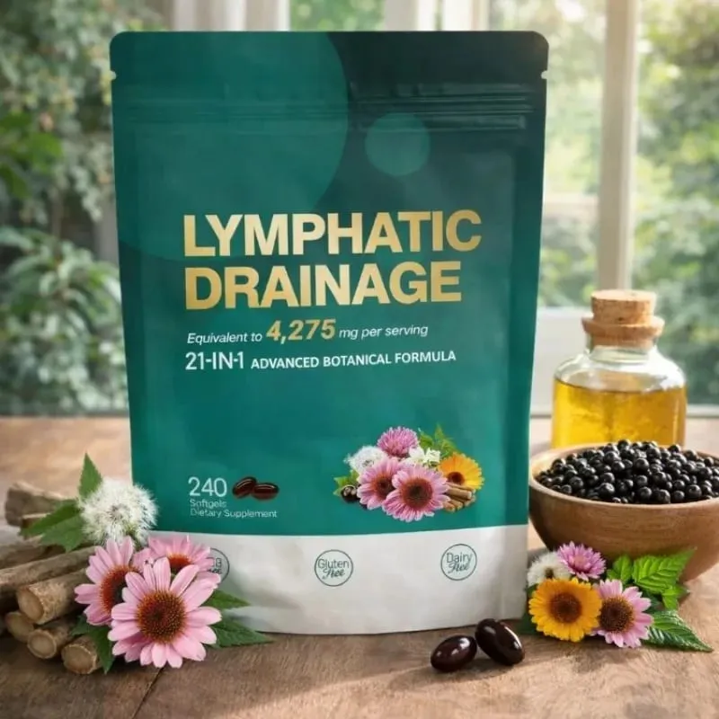 Sistem Kapsul Drainase Limfatik 21 in 1 4275mg Mendukung 240 Gel Lunak dengan Campuran Herbal dan Dandelion Burdock & Kunyit — image 3