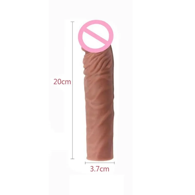 Realistic Penis Extension Cock Sleeve Reusable Silicone Penis Enlarger Delay Condoms For Men Dildo Enhancer Sex Toys Erotic Shop