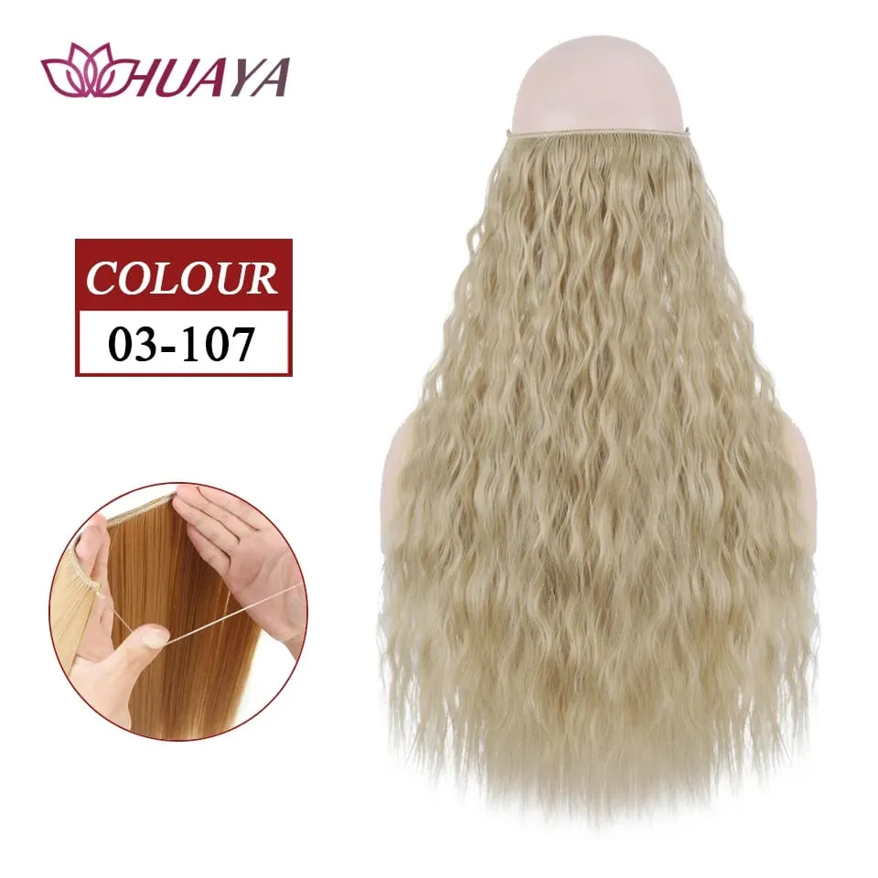Filo invisibile sintetico lungo rettilineo senza clip nelle estensioni dei capelli Pezzi di capelli finti Linea di pesce segreta Posticci per le donne — image 41