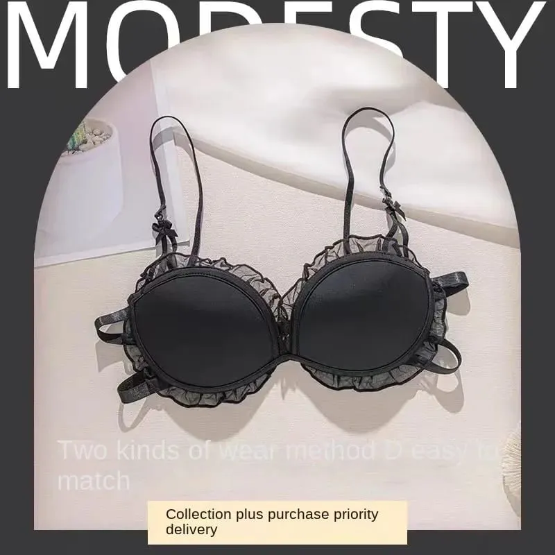 Strawberry 100% Lolita Collection Small Breasts Thin Cartoon Print Underwear Without Wire Back Pure Desire Bra Cover — image 10
