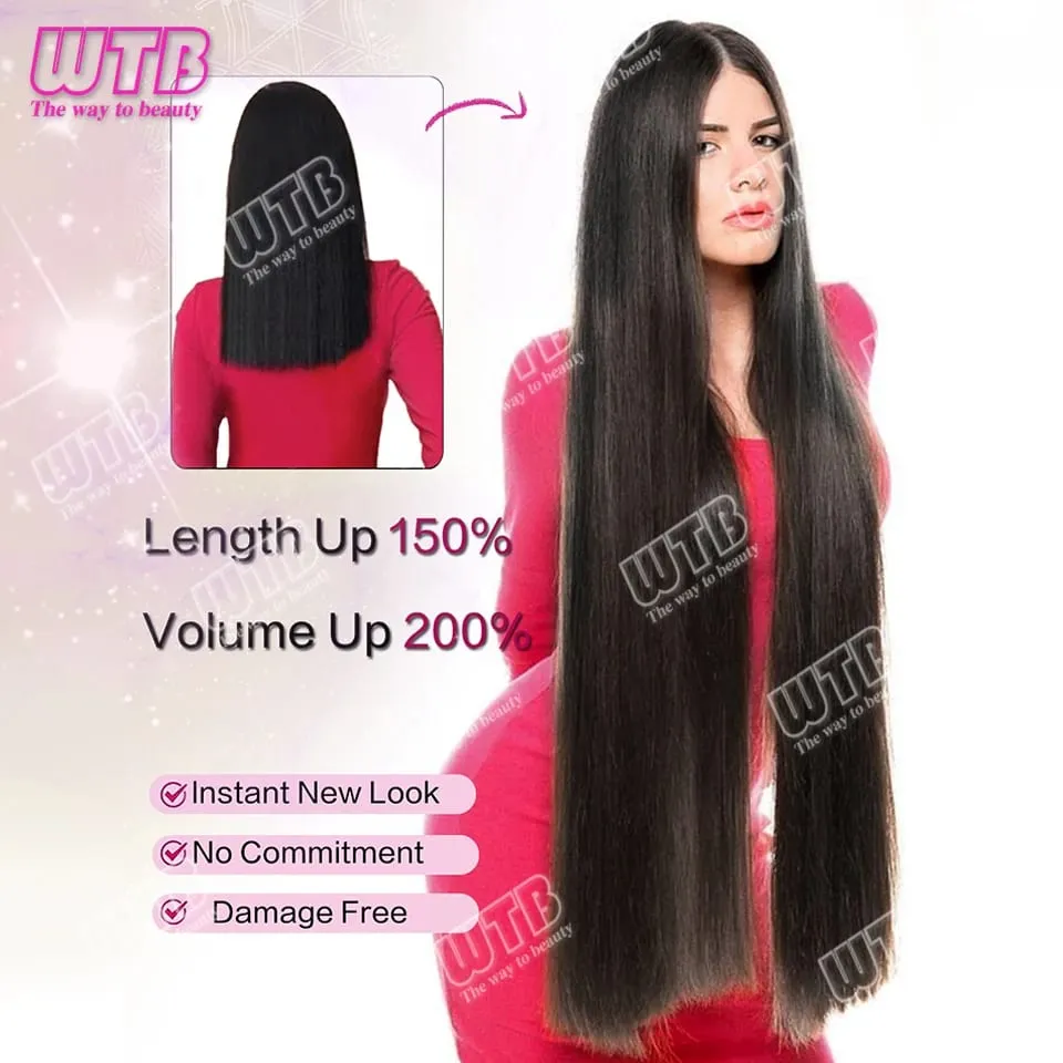 Extra lange rechte synthetische 5 clip hair extensions paardenstaart extensie voor dames meisjes 20 ~ 40 inch clip in extensions haarpie