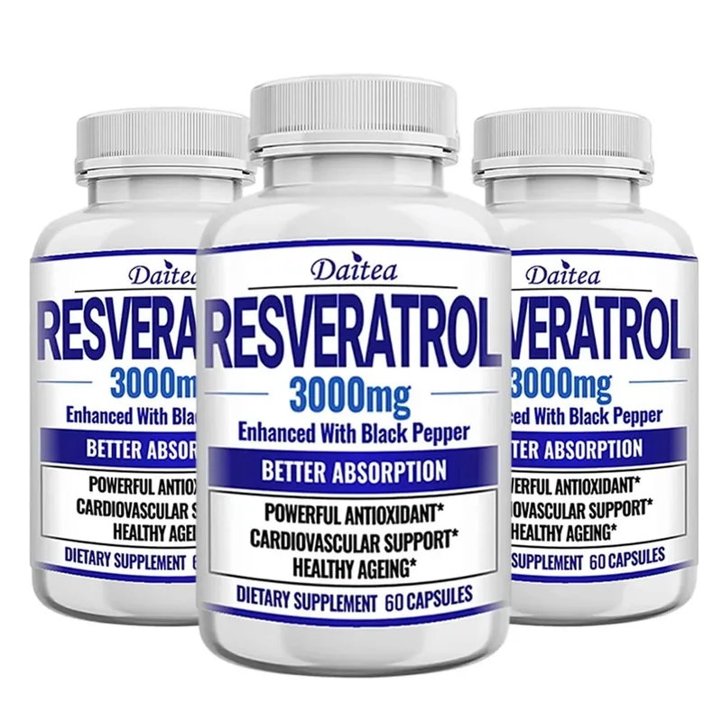 Resveratrol Supplement Capsules - Anti-Aging Cardiovascular & Joint Support Skin Health