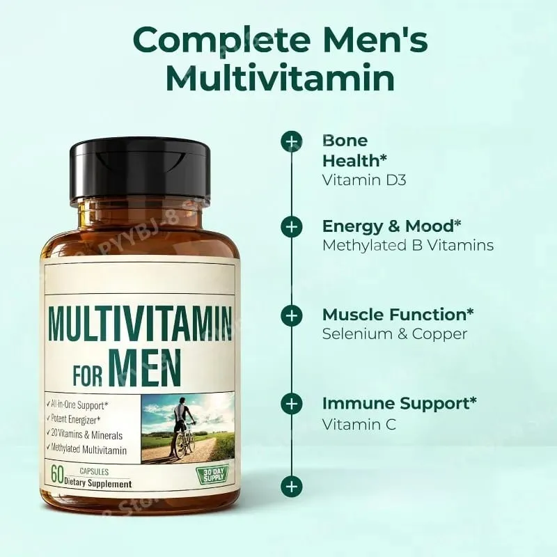 Multivitaminico per uomini Capsule di supporto per la salute immunitaria Contengono vitamine metilate e minerali chelati forniscono energia al corpo 60 — image 4
