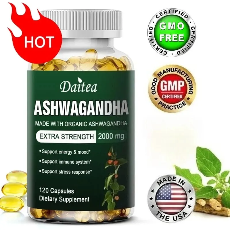 Daitea Organic Ashwagandha Extract Capsules 2000mg for Mood Sleep Energy Support - Antioxidant Supplement — image 2