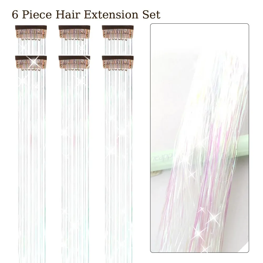 Hair Tinsel Pack Of 6Pcs Clip In Hair Tinsel 20Inch Colorful Glitter Tinsel Hair Extensions Festival Gift Tinsel Fairy Hairpiece — image 18