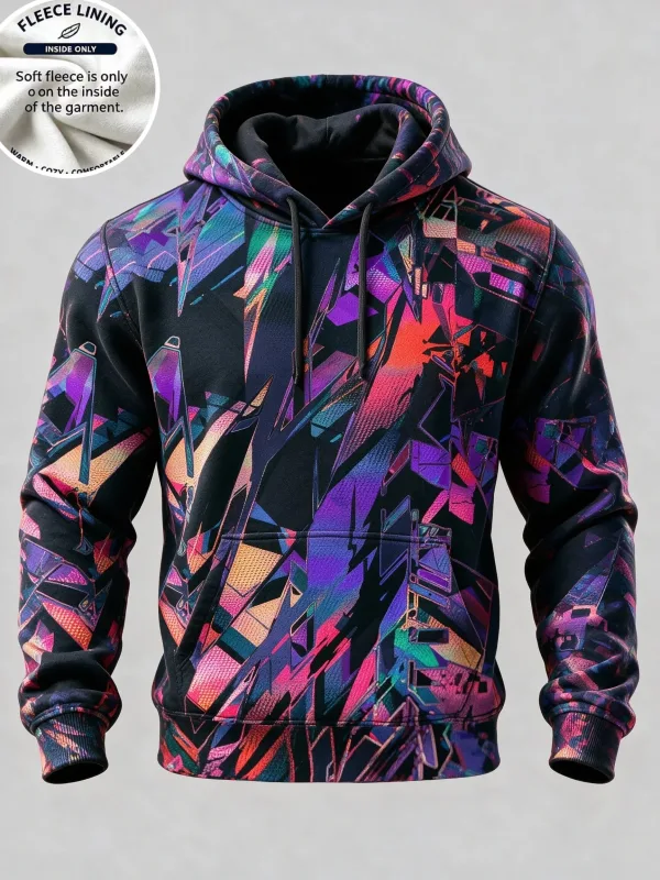 3D Printed Fleece Hoodie Vintage Rust Texture Block Pullover Long Sleeve Kangaroo Pocket Street Casual Sweatshirt — image 6