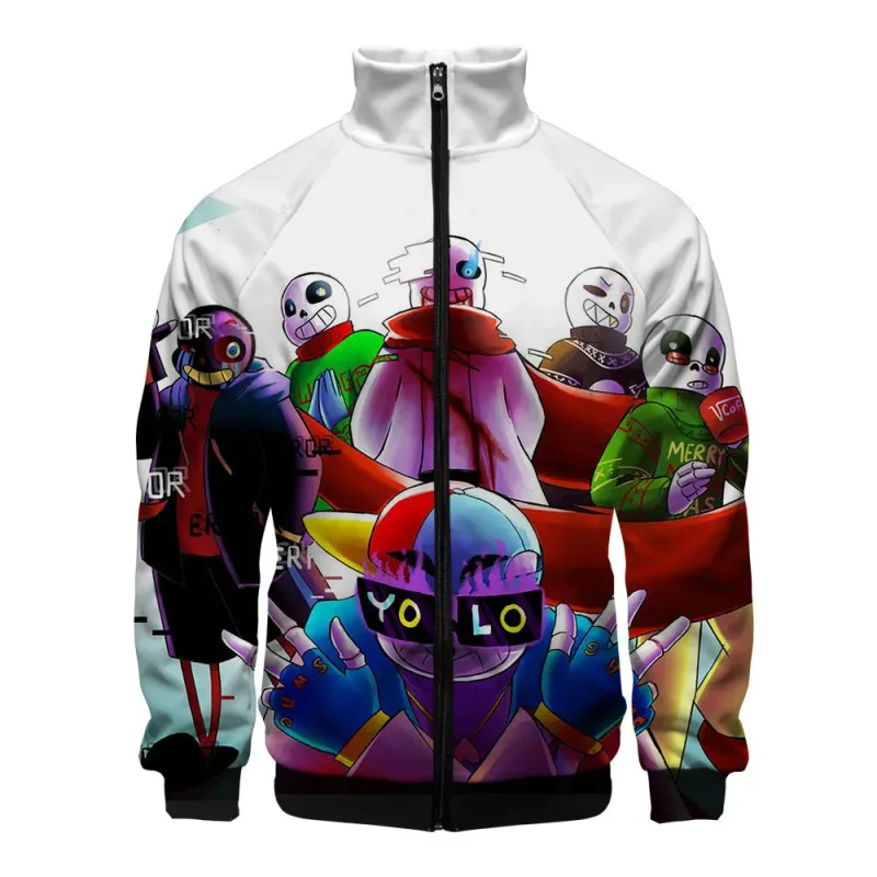 Sang Trọng Phổ Biến Sans Undertale 3D In Hình Dây Kéo Áo Raglan Áo Gió Bé Trai/Bé Gái Thoải Mái Cổ Đứng Áo Áo Khoác — image 14