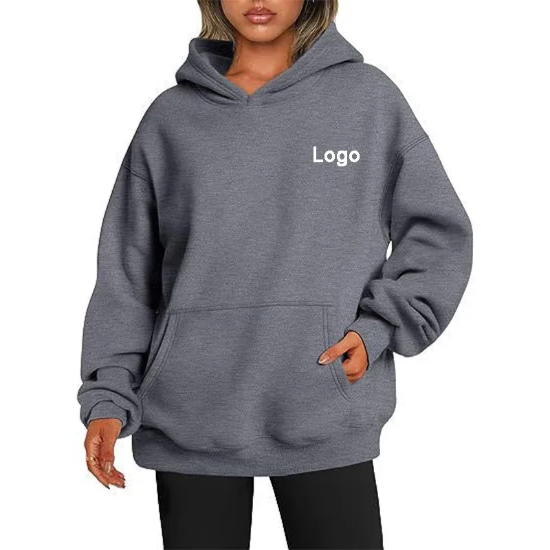 Hoodie Kebesaran Kustom Sweater Wanita Fashion Dicetak Longgar Lengan Panjang Bahu Manset Jatuh Sweater Ala Jalanan Sudadera — image 14