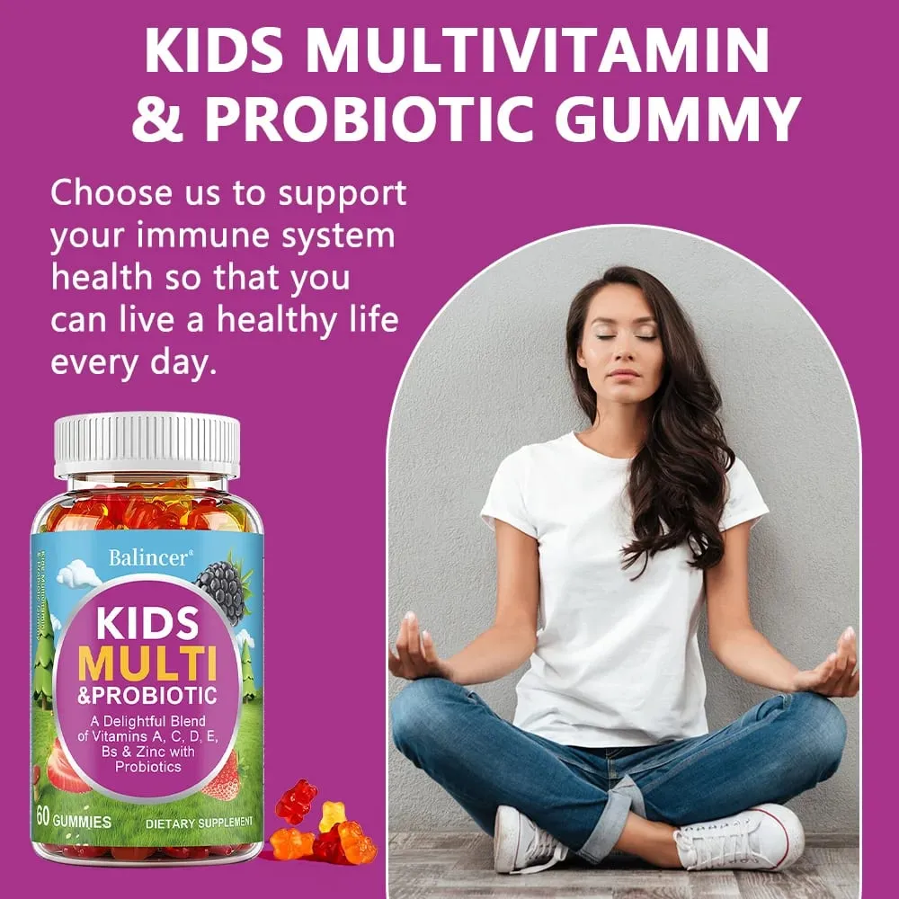 Gummies วิตามินรวมสำหรับเด็กออร์แกนิกพร้อมวิตามิน A C D E สังกะสีโปรไบโอติกส่งเสริมการย่อยอาหารและช่วยเพิ่มภูมิคุ้มกัน — image 5