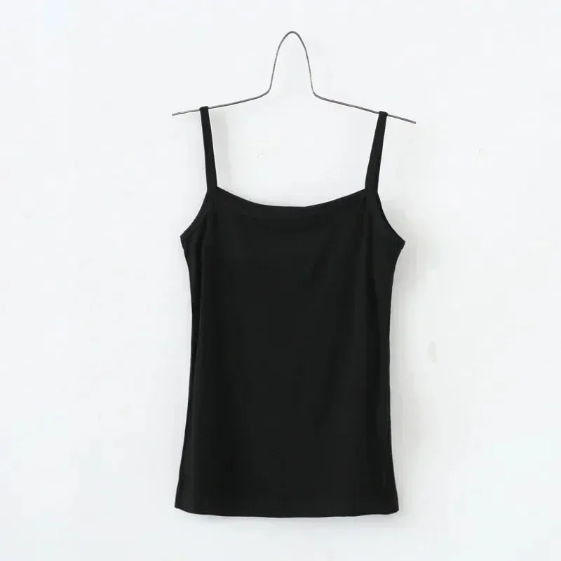 Basic Camisoles ผู้หญิง Crop Tops เสื้อแขนกุด Bralette Tops สีทึบผอมเสื้อกั๊กหญิงกระชับสัดส่วนถัง Bra ชุดชั้นใน