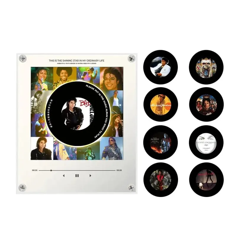 Lecteur de musique NFC, autocollant magnétique pour réfrigérateur, Machine à disque rotatif en acrylique, lecteurs de chansons automatiques pour réfrigérateur, veilleuse — image 8