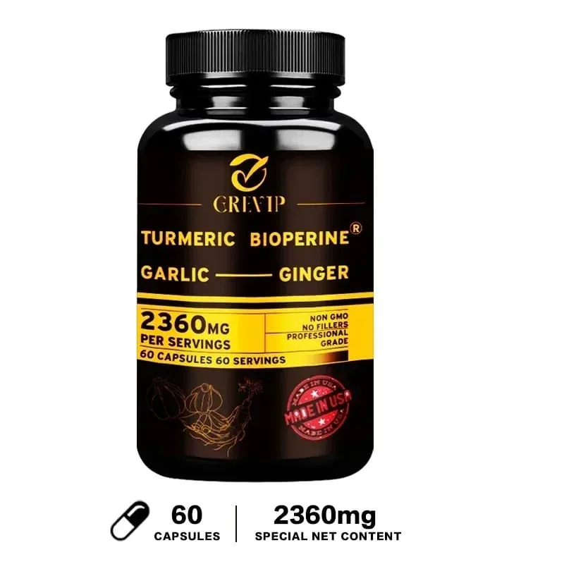 4-in-1 Turmeric Ginger Supplement - with Garlic Curcumin Black Pepper - Joints Immune Support Improves Digestion — image 8