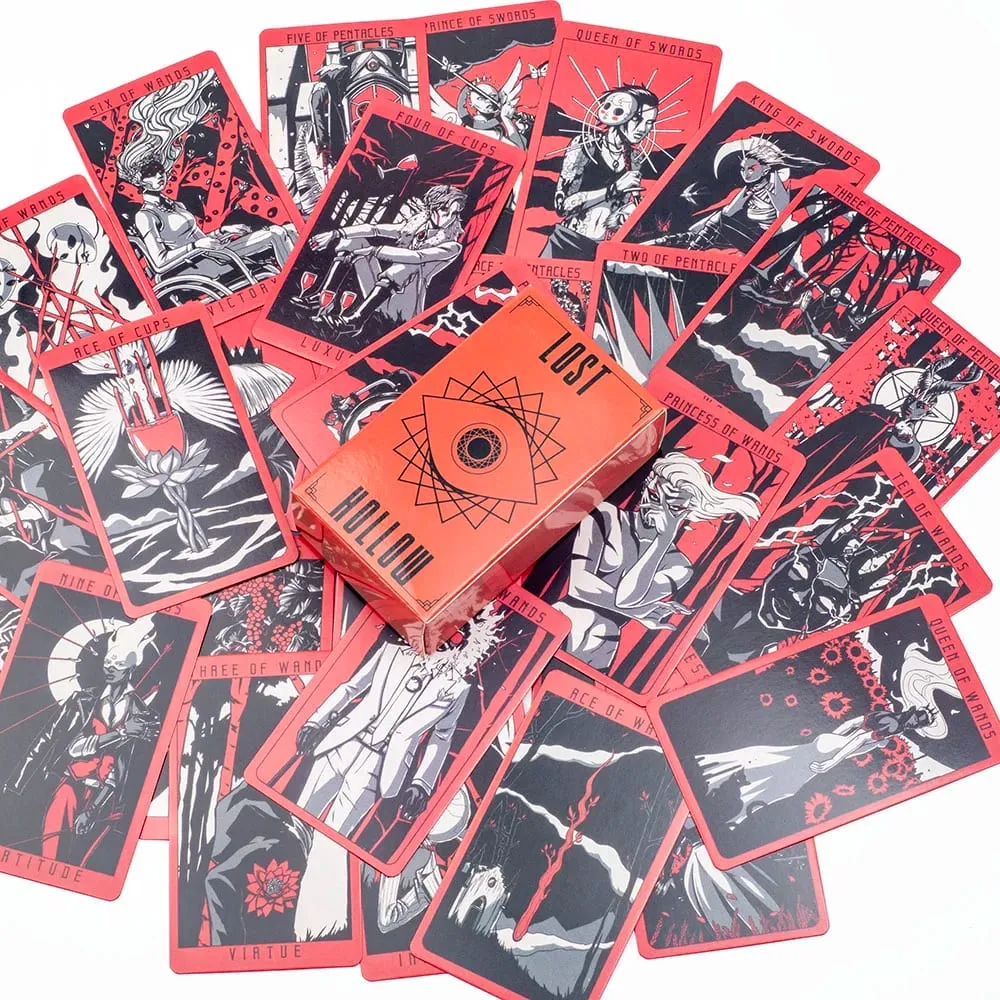 Set da gioco da 80 carte dei Tarocchi Lost Hollow con guida - Bordi dorati rossi Perfetto per feste di famiglia Dimensioni compatte 10,3x6 cm — image 6