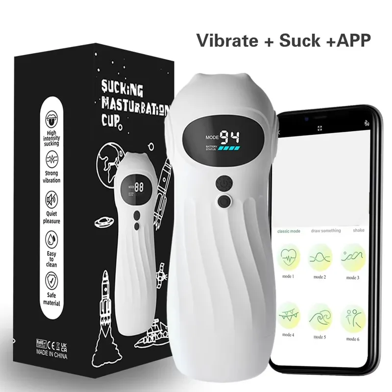 APP 원격 자동 빠는 남성 자위대 컵 진짜 질 진동 구강 자위 가열 섹스 기계 남자를위한 장난감