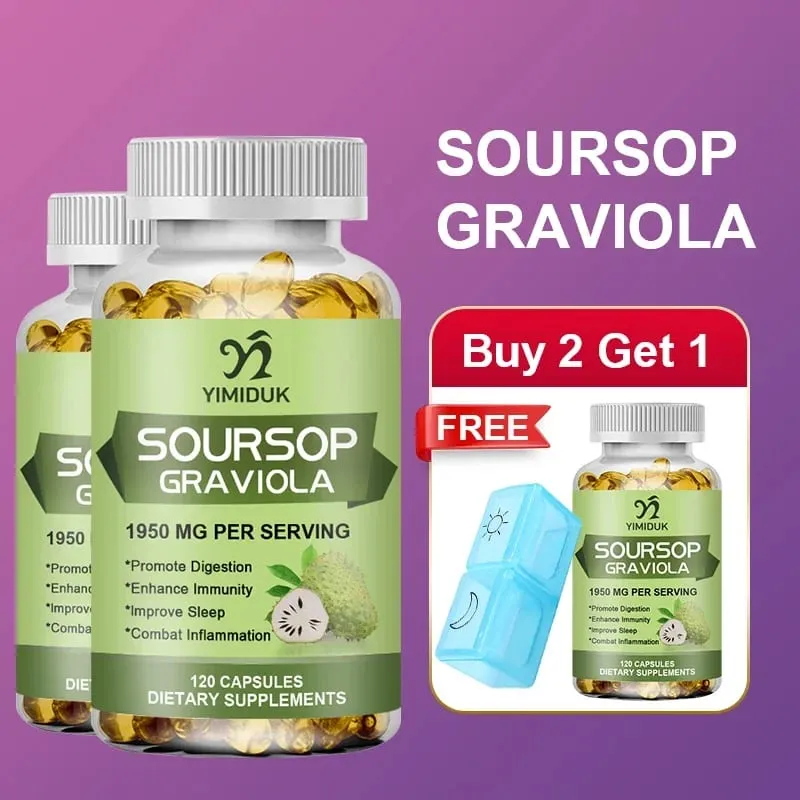 Le capsule di Graviola Soursop da 1950 mg supportano una digestione sana del sistema immunitario, un sonno migliore e un'attività antiossidante naturale — image 2